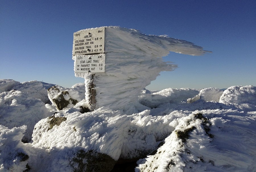 Ice on a New Hampshire mountain top (photo: AP)