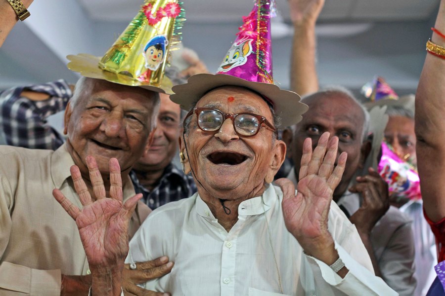 Very, very old man celebrating birthday. (Photo: AP)